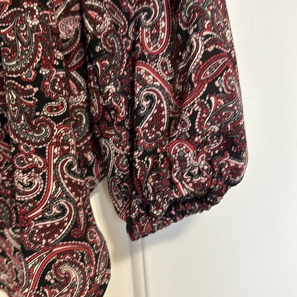 Michael Kors burgundy and black paisly blouse size xs - Picture 4 of 4